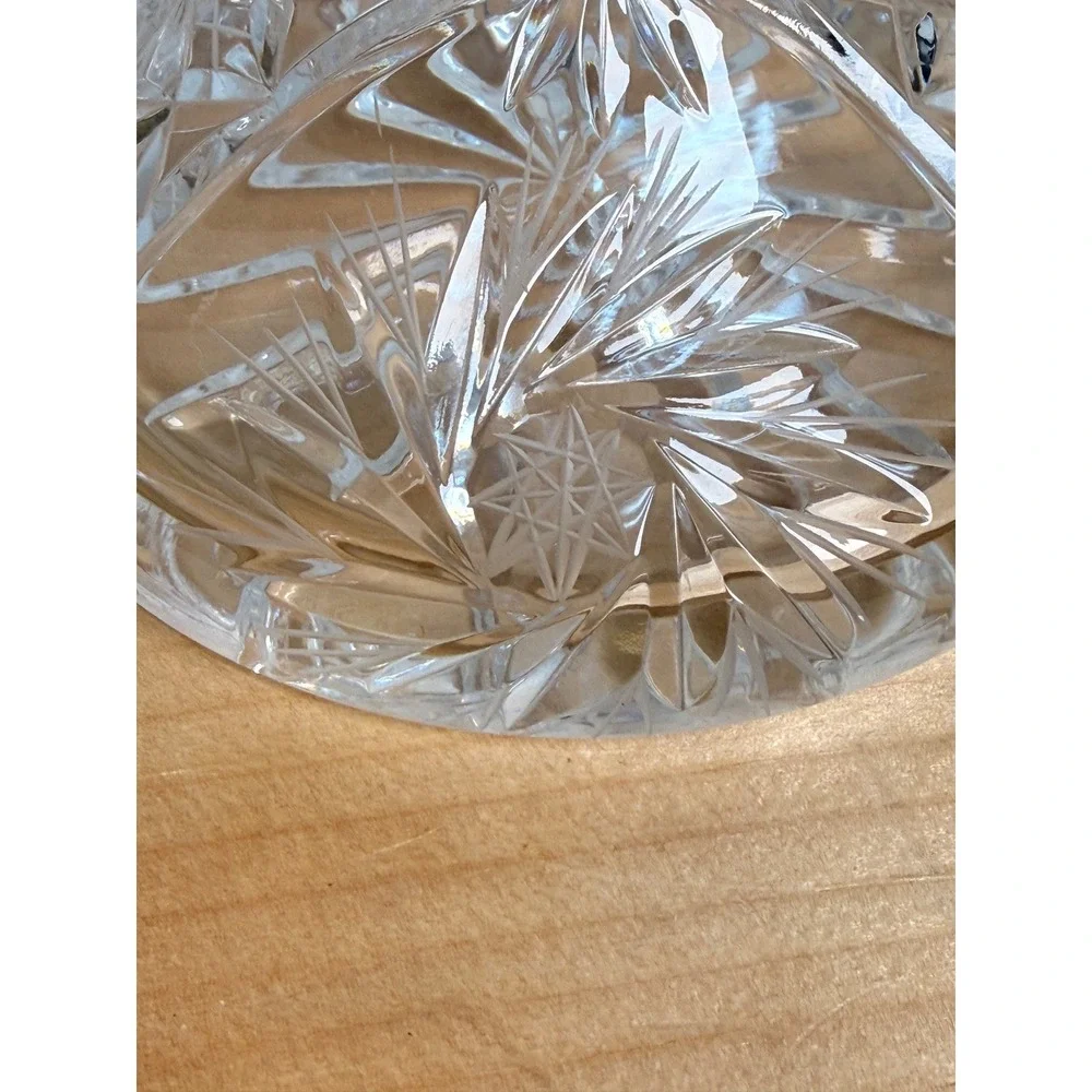 Vintage Lead Crystal Ships Decanter Pinwheel Starburst Cut Glass with Stopper